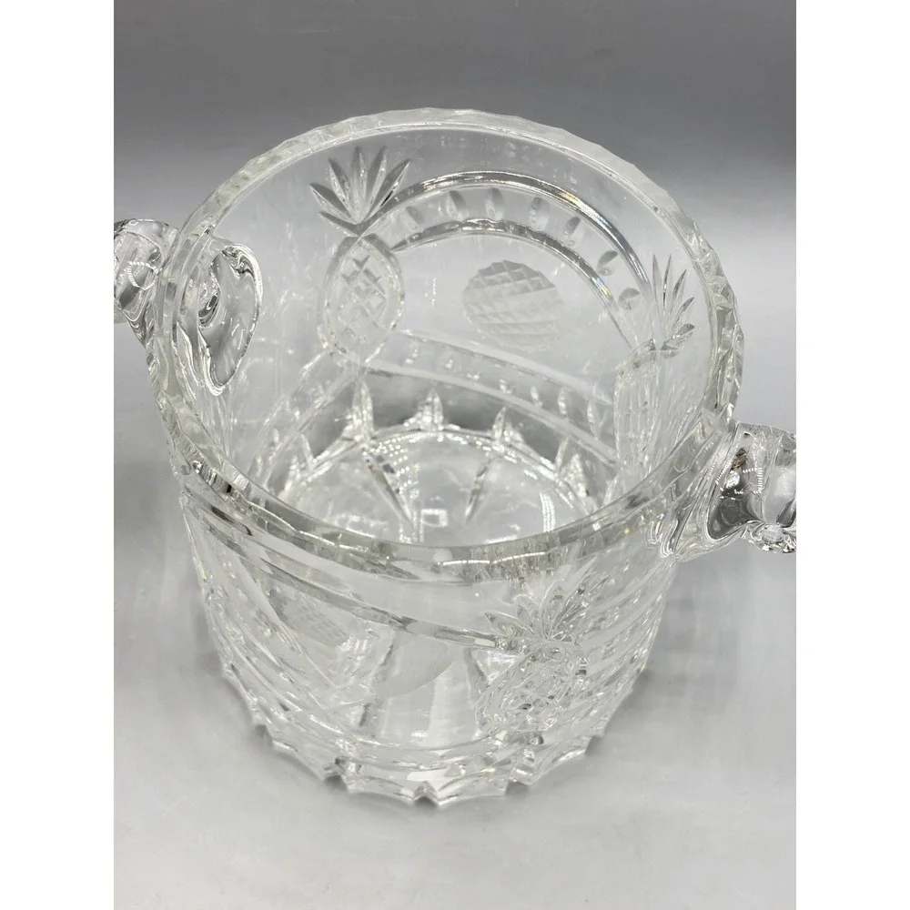 Crystal Golf Hospitality Pineapple Ice Bucket with Handles‎ Lead Glass